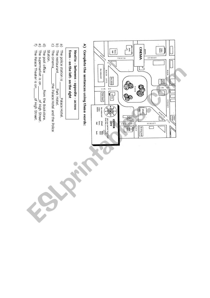 giving directions worksheet