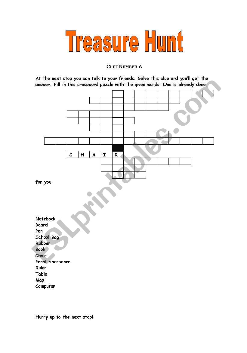 Treasure Hunt (Part 2) worksheet