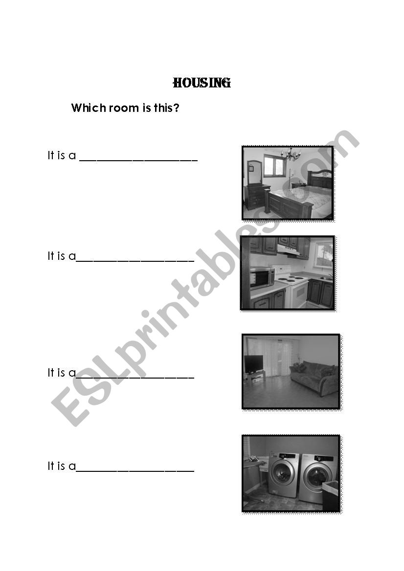 Rooms in a House worksheet