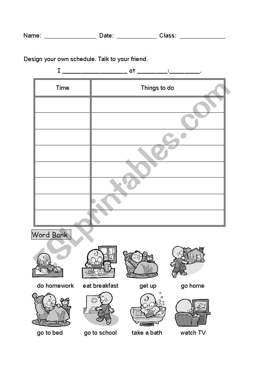 Daily Routines worksheet