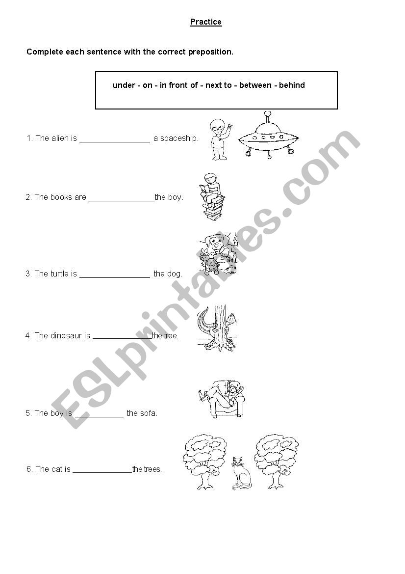 Prepositions worksheet