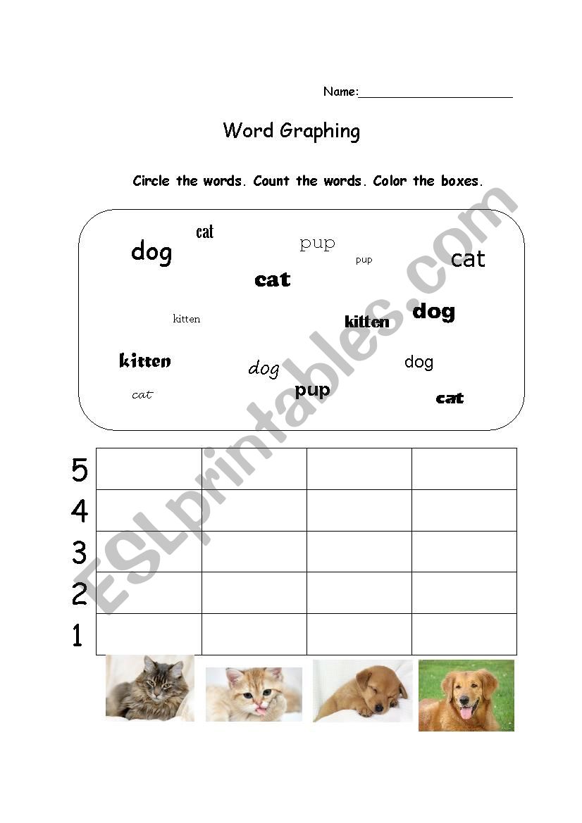Cat kitten dog puppy word graphing