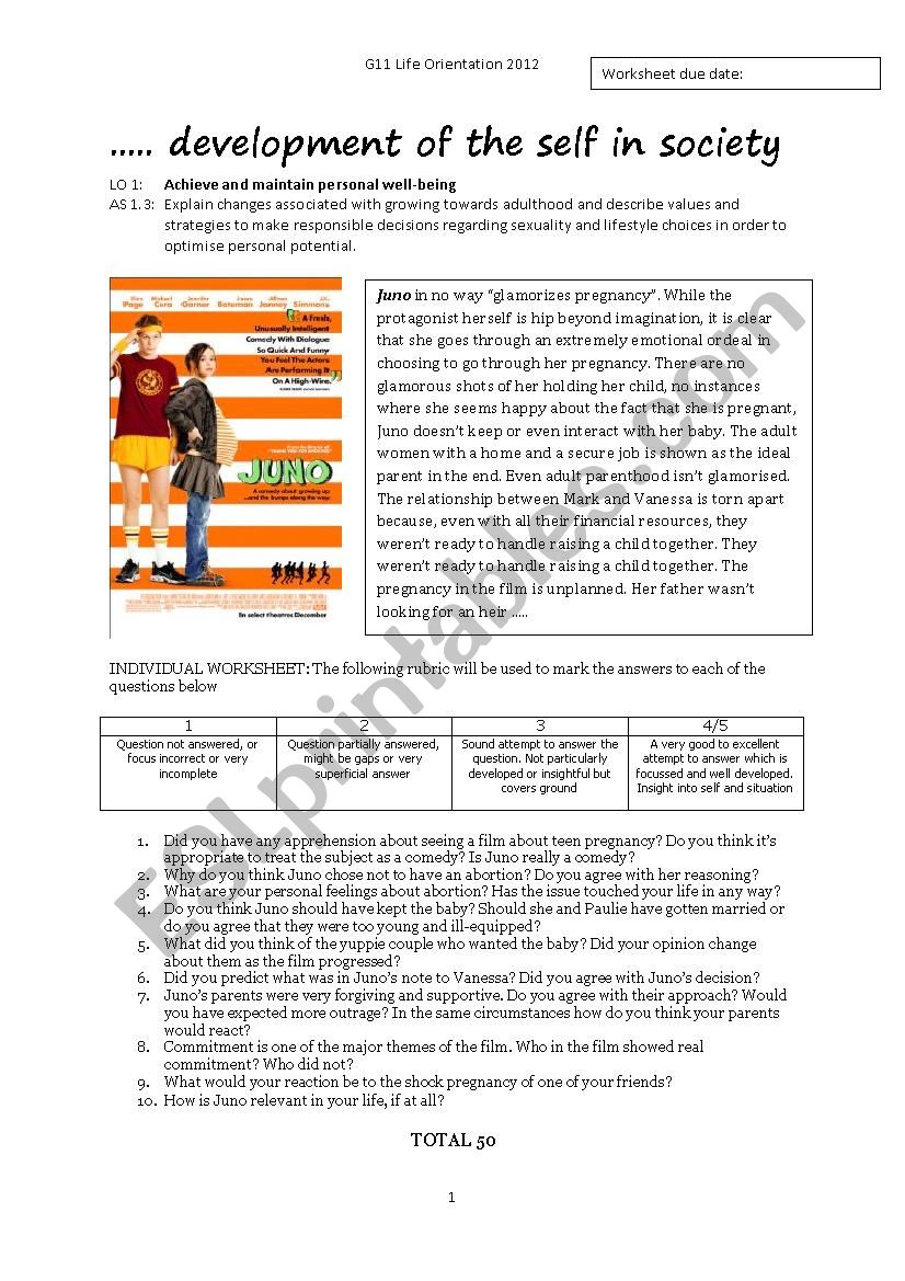 Teen Pregnancy Project worksheet