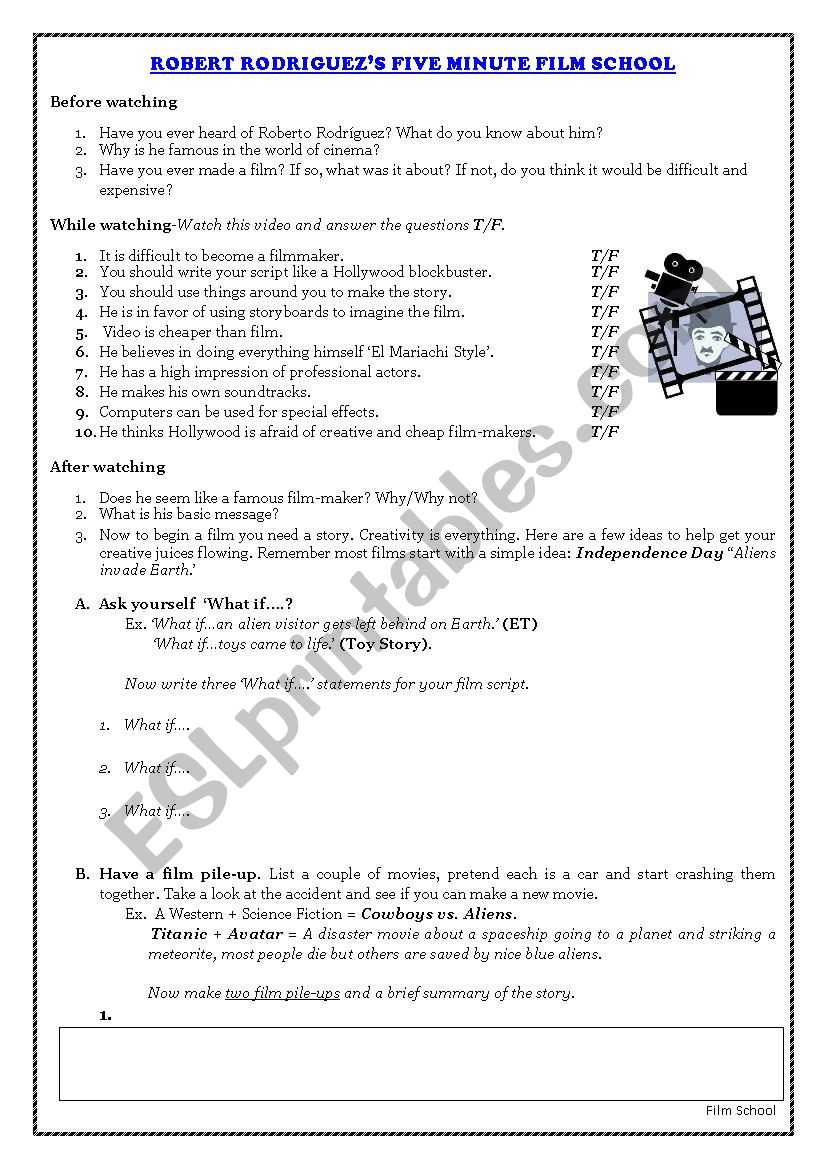 Robert Rodrguez Film School worksheet