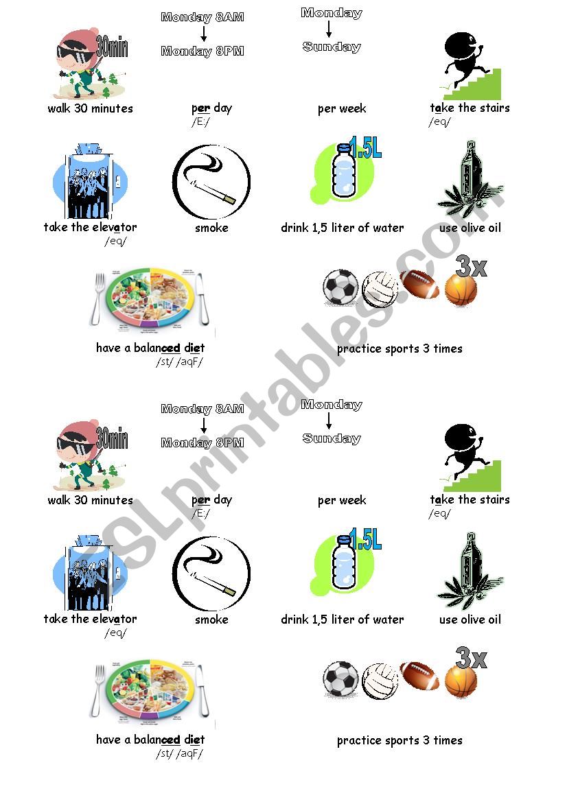 Healthy way of life worksheet