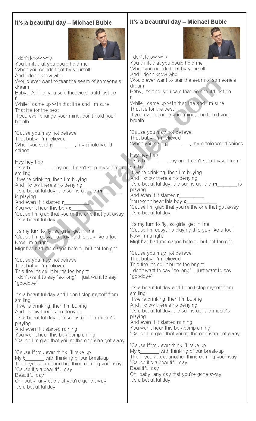 ItÂ´s a beautiful day worksheet