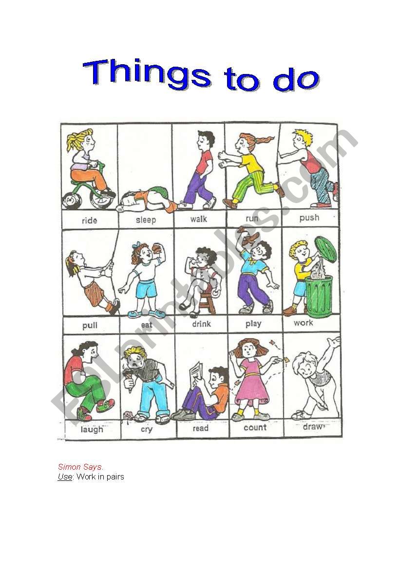 Things to do (Simon Says) worksheet