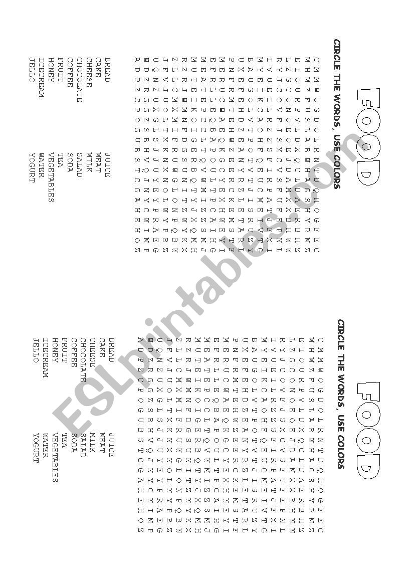 food puzzle worksheet