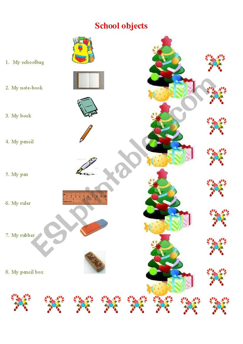 School Objects worksheet