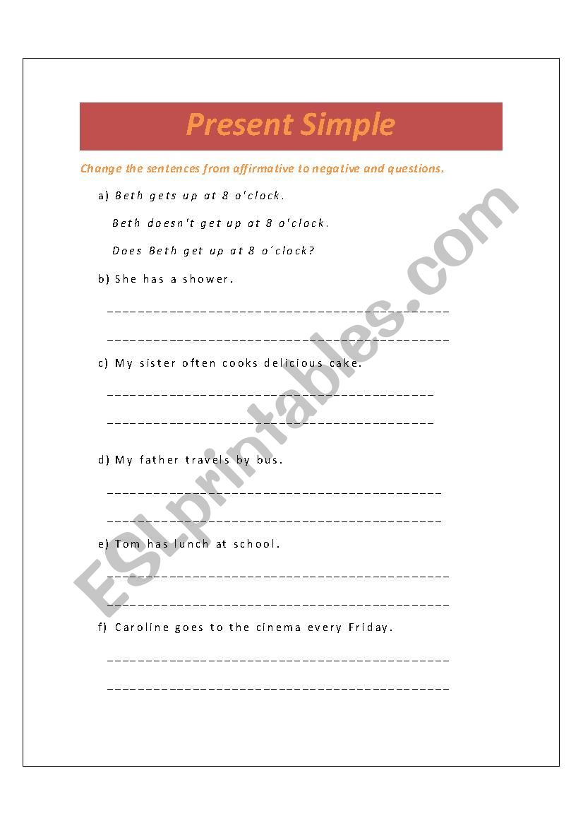 Present Simple worksheet