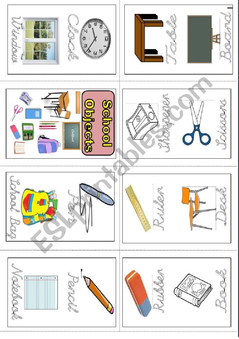 classroom objects MINI BOOK worksheet