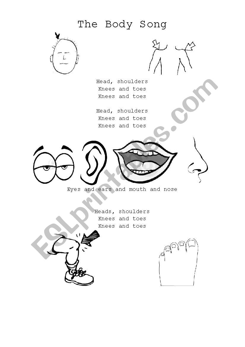 Head Shoulders Knees and Toes worksheet