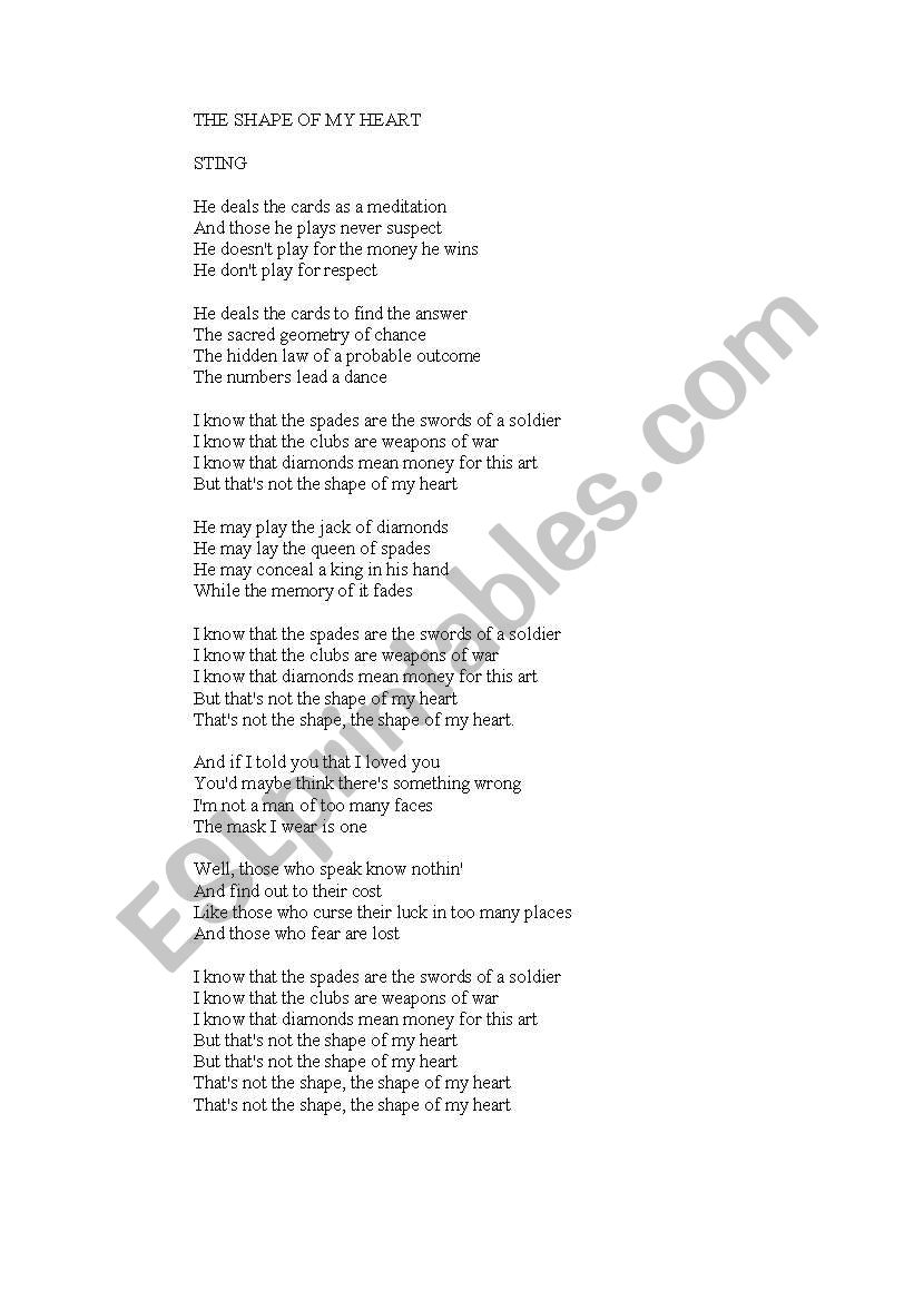 LYRICS SONG worksheet