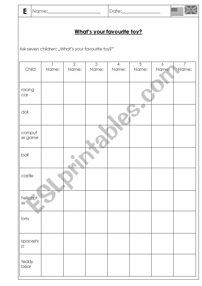 Whats your favourite toy? worksheet