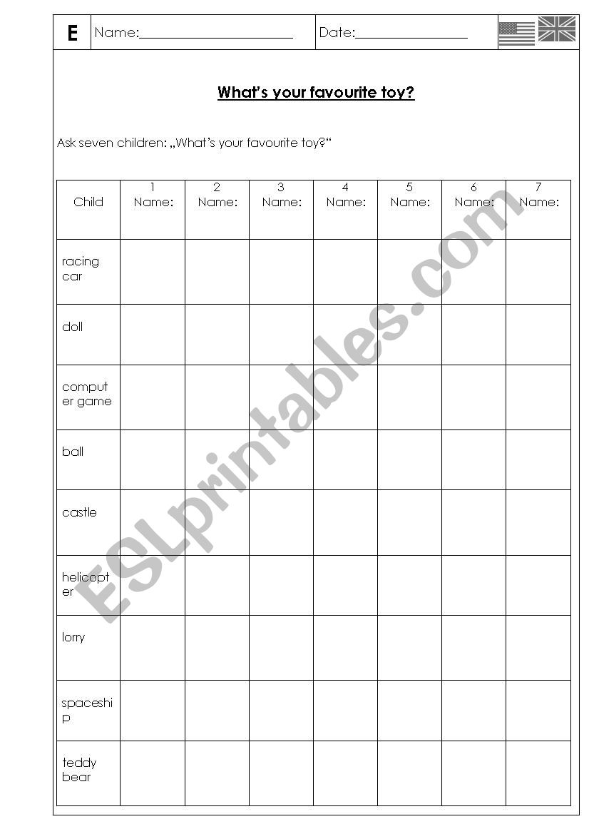 Whats your favourite toy? worksheet