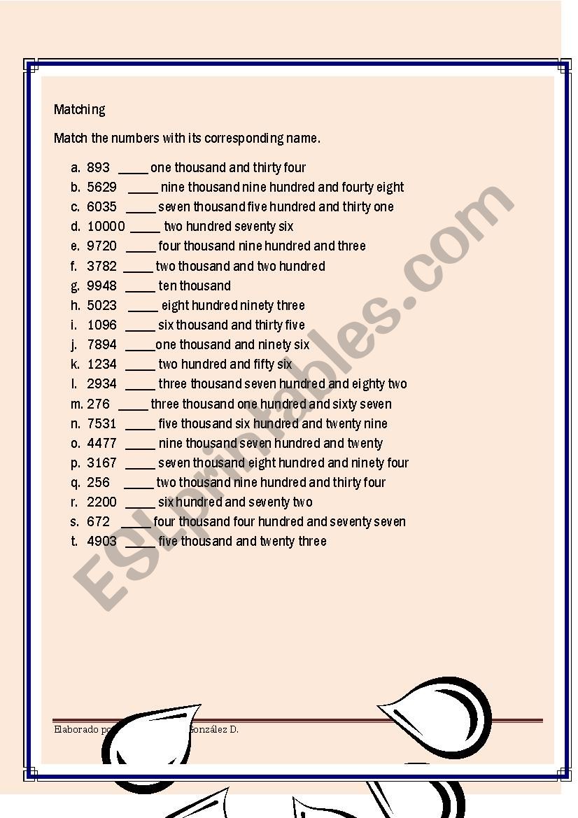 Big Numbers worksheet