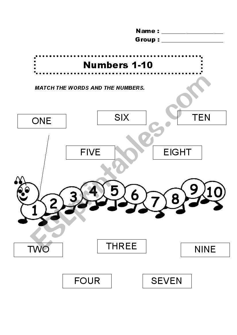 Numbers 1-10 worksheet