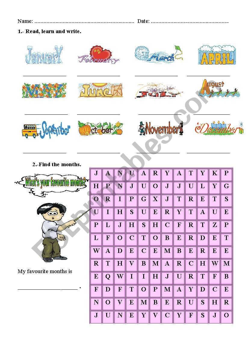 MONTHS OF THE YEAR worksheet