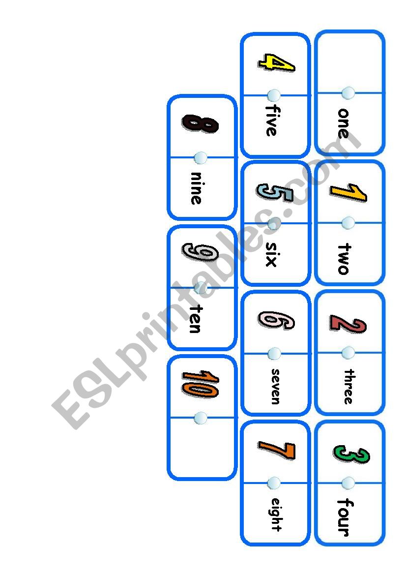 Domino: Numbers 1-10 worksheet