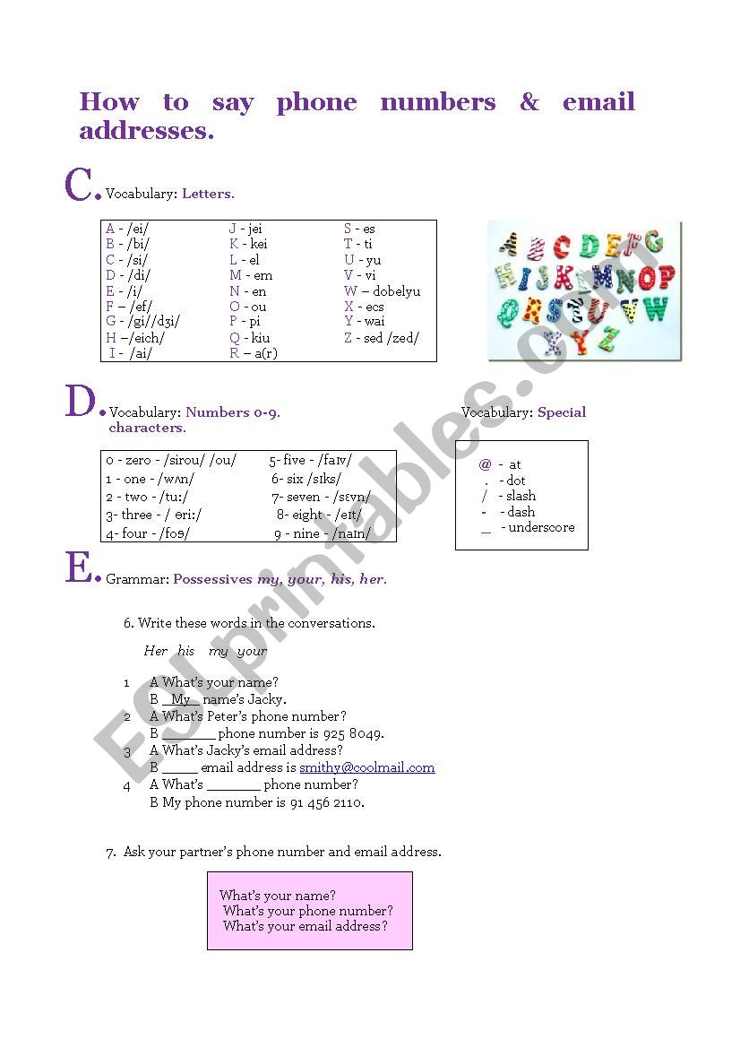 How to say numbers and email addresses