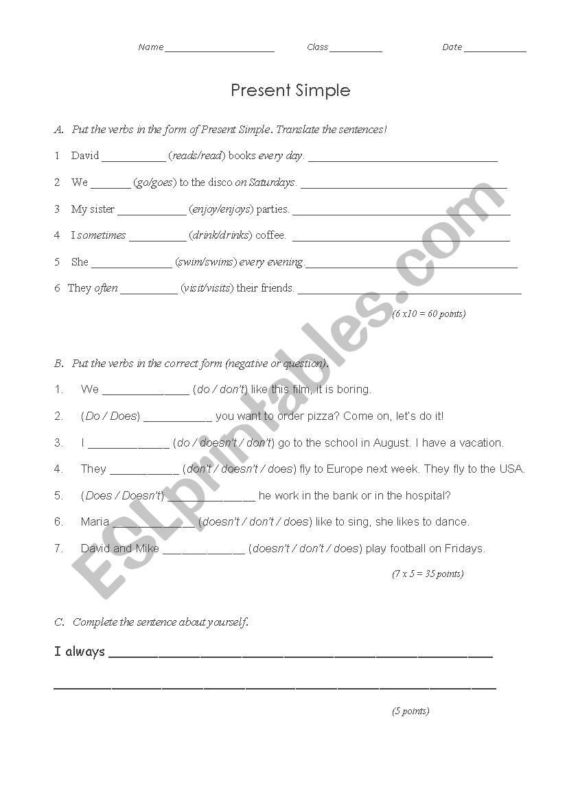 present-simple-worksheet worksheet