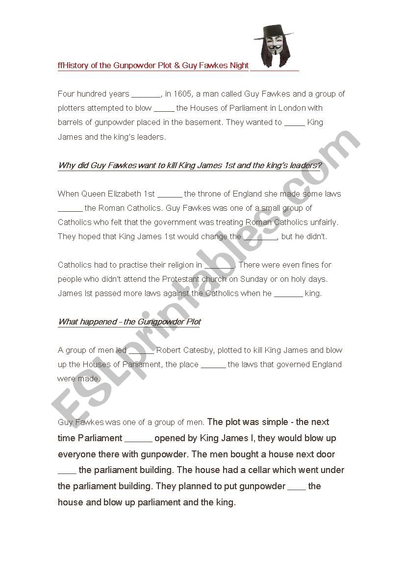 Guy Fawkes´ Day-Bonfire Night - ESL worksheet by Alaniss