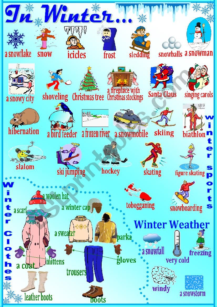 In Winter... worksheet