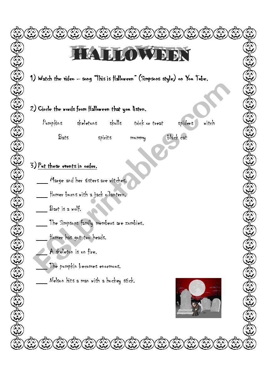 Halloween Song / Video worksheet