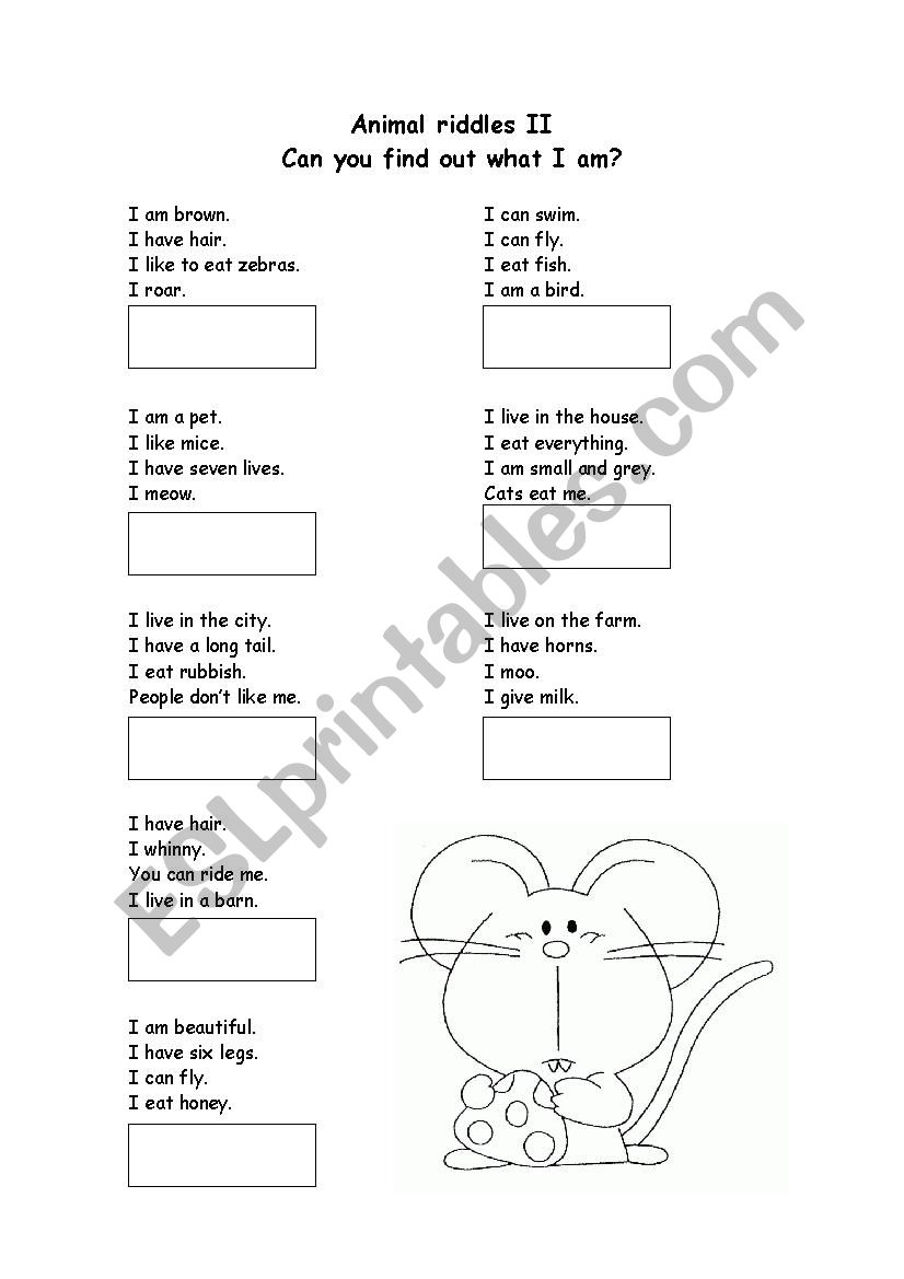 Animal Riddles 2 worksheet