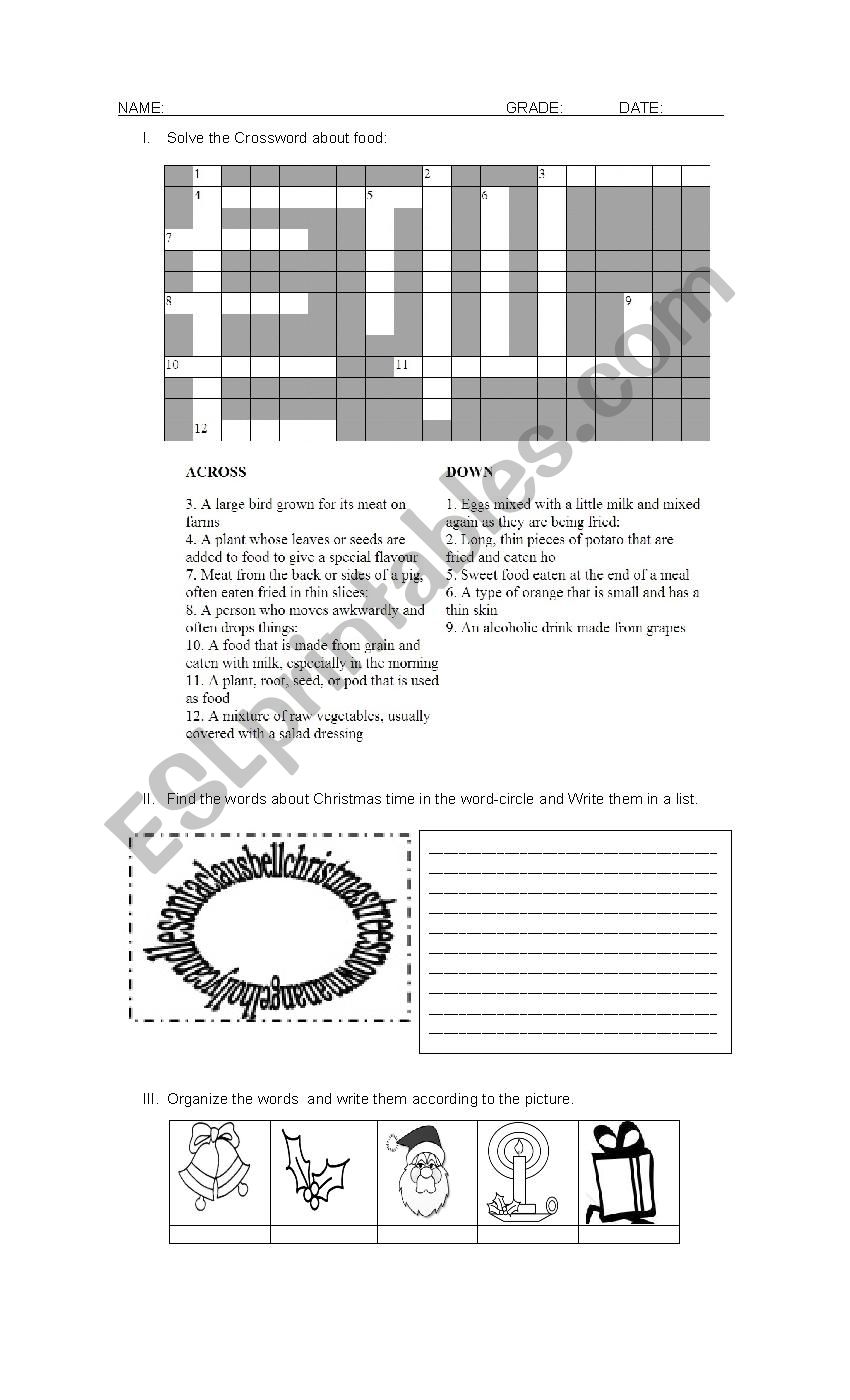 Vocabulary worksheet