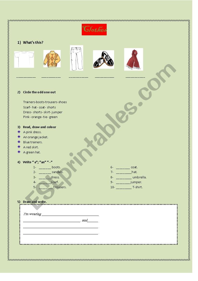 CLOTHES worksheet