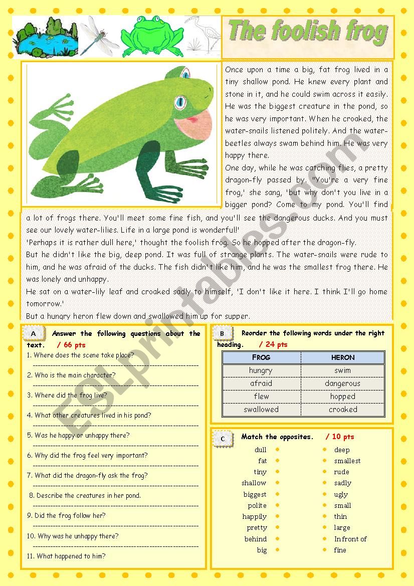 The foolish frog (Reading Comprehension)