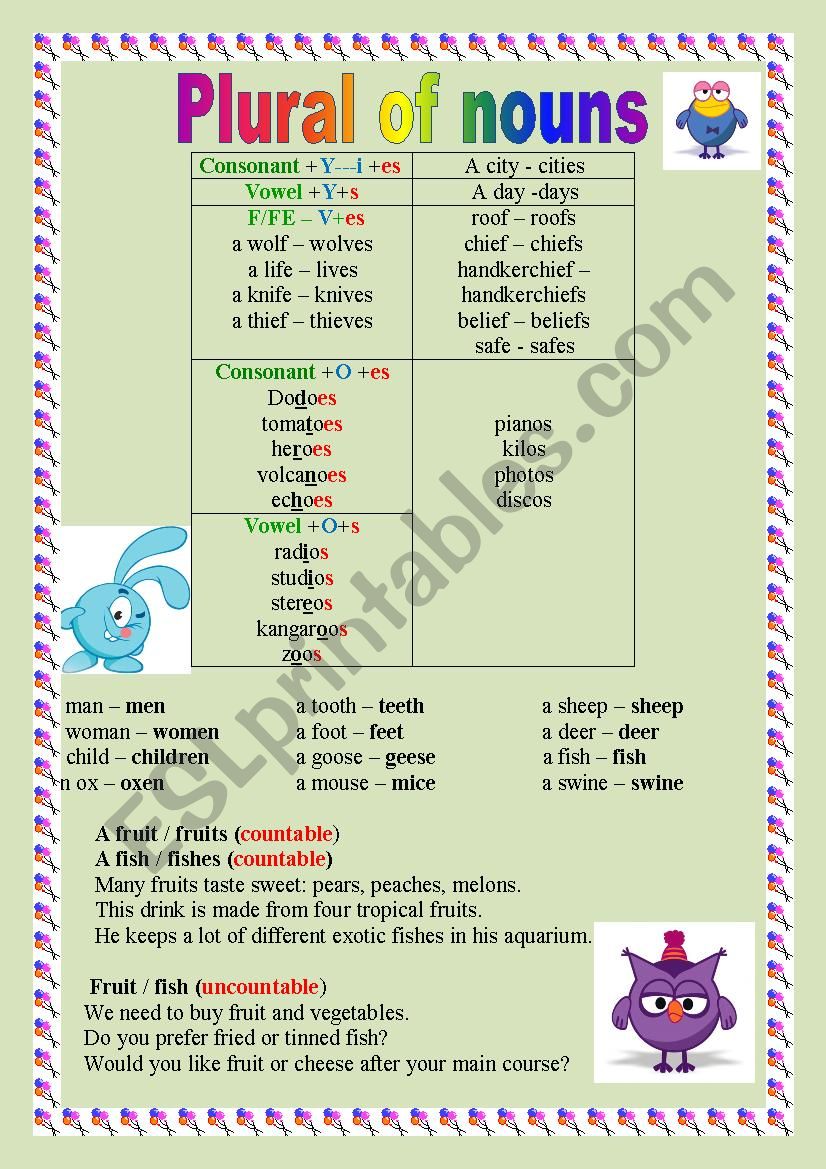 plural forms of nouns!!! worksheet