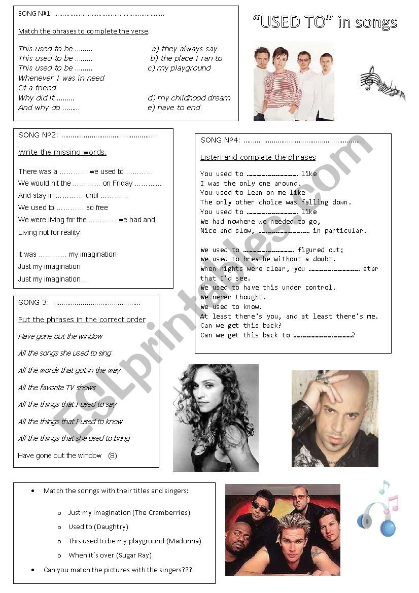 Used to SONGS worksheet