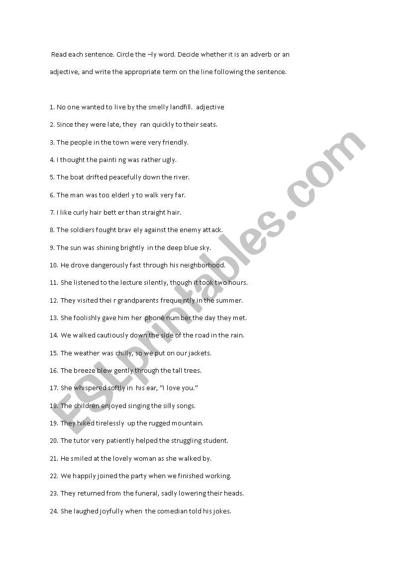 adjective worksheet