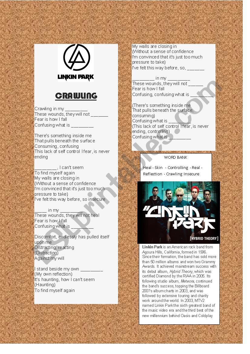 Crawling - Linkin Park worksheet