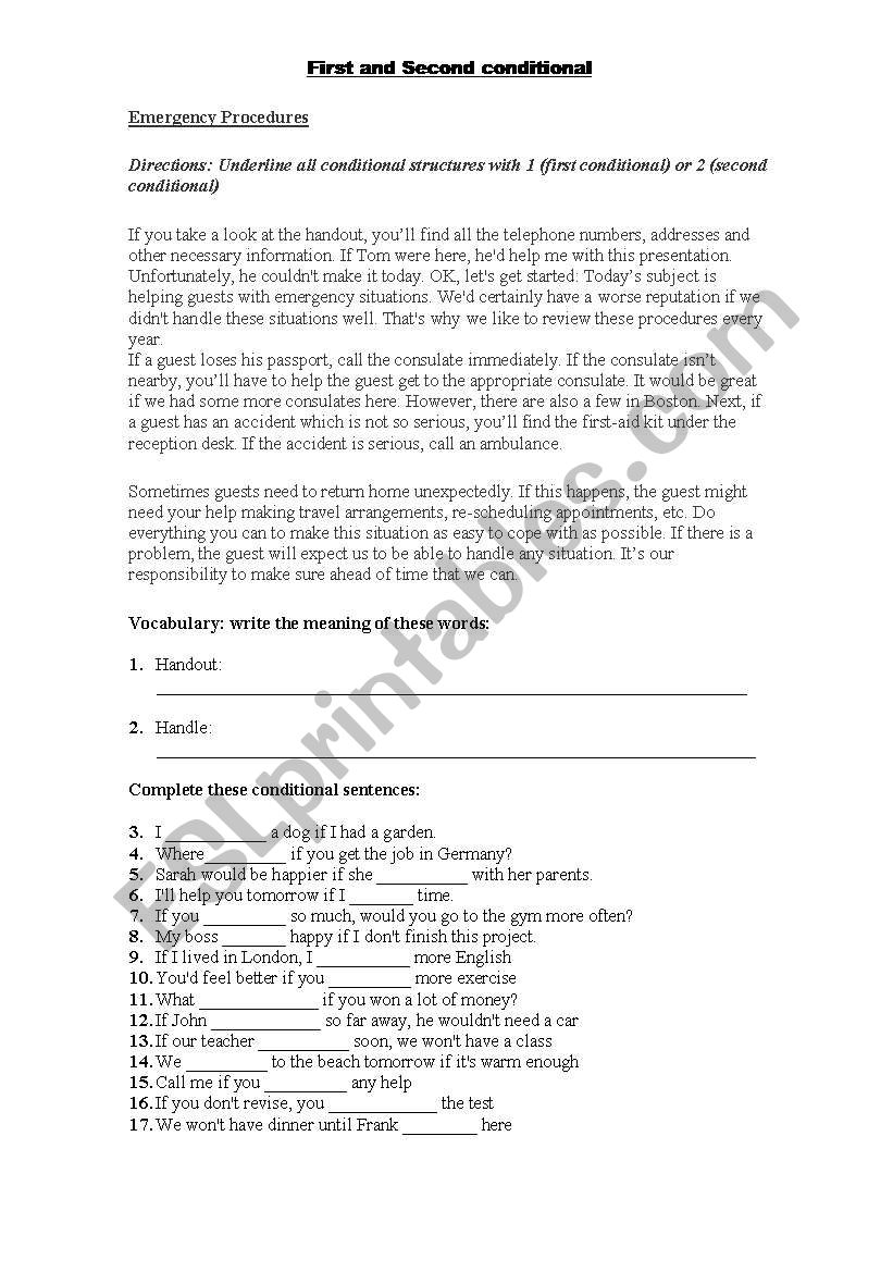 second conditional worksheet