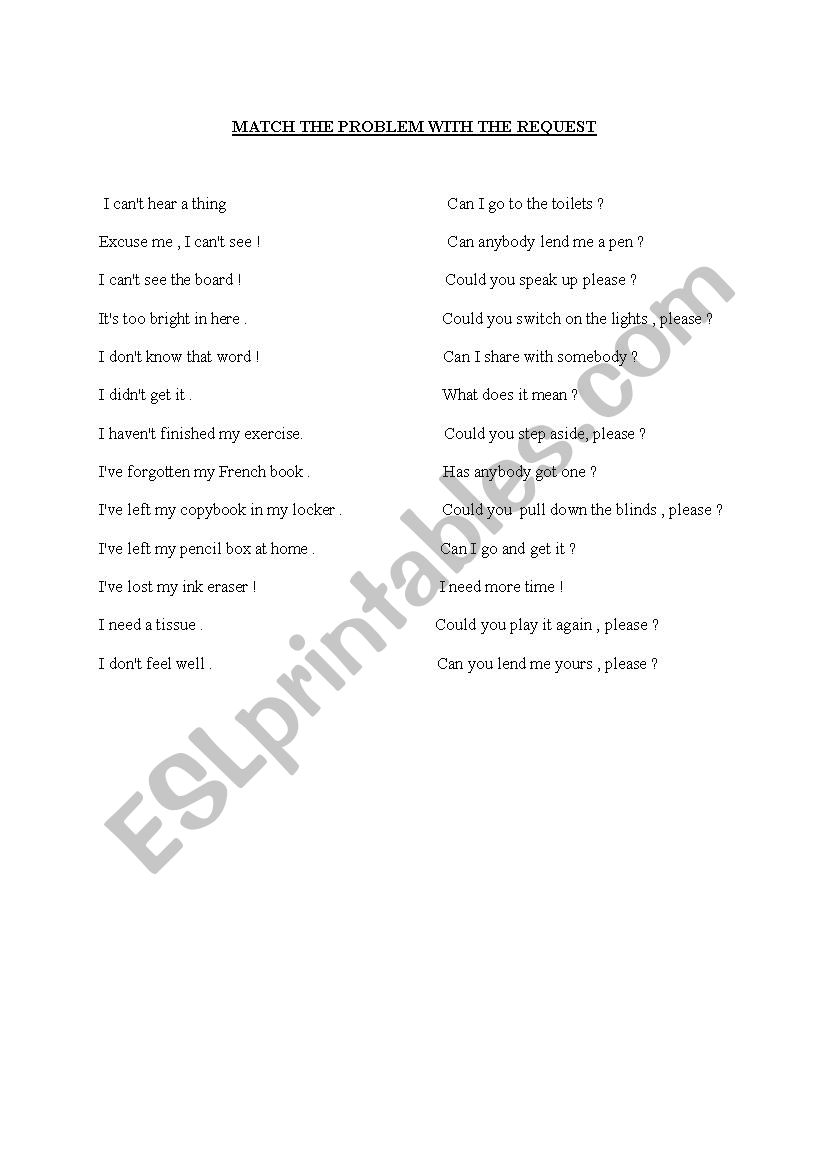 classroom english worksheet