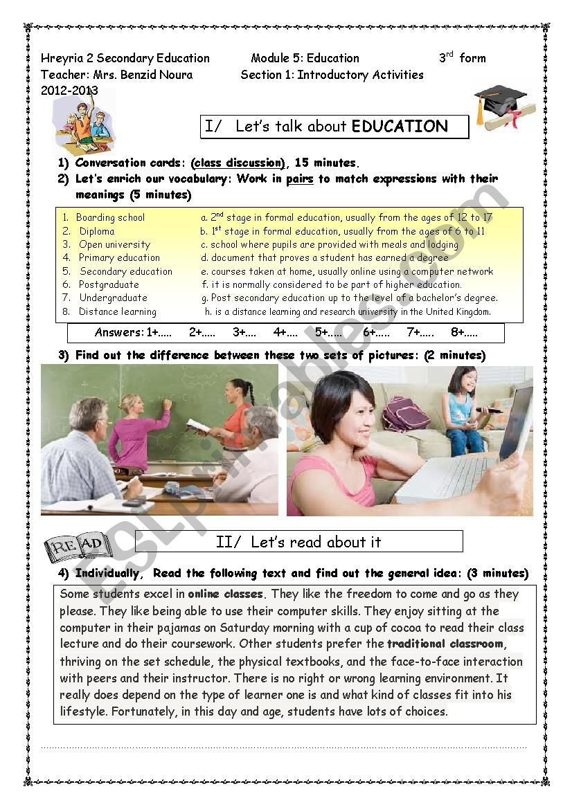 Education worksheet