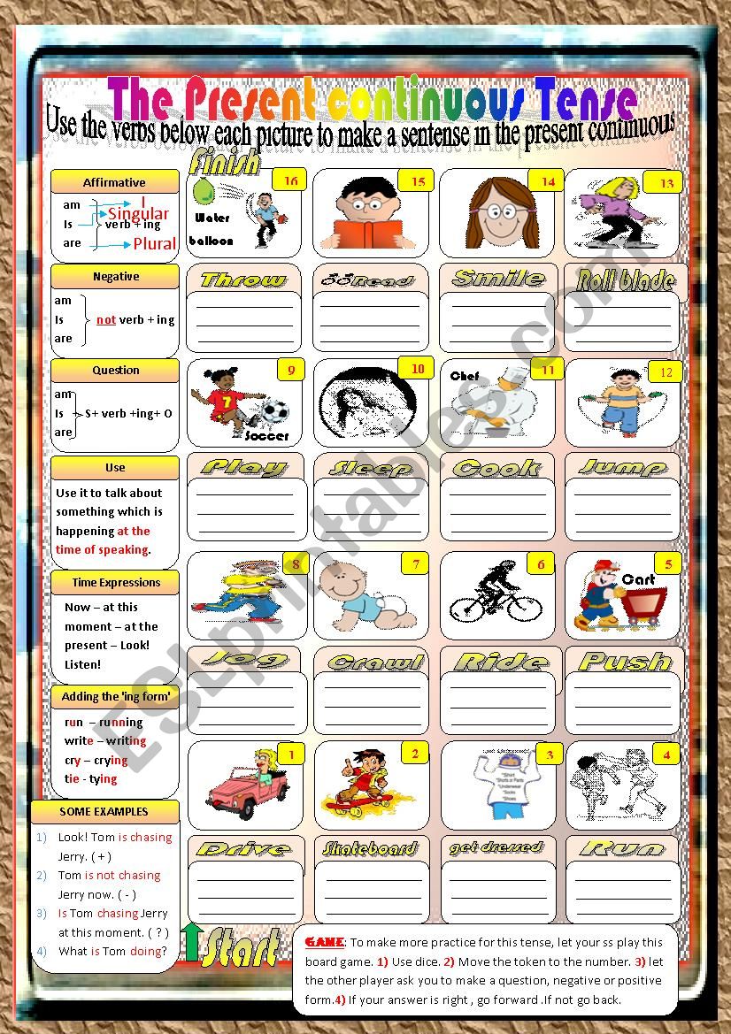 The Present Continuous Tense worksheet