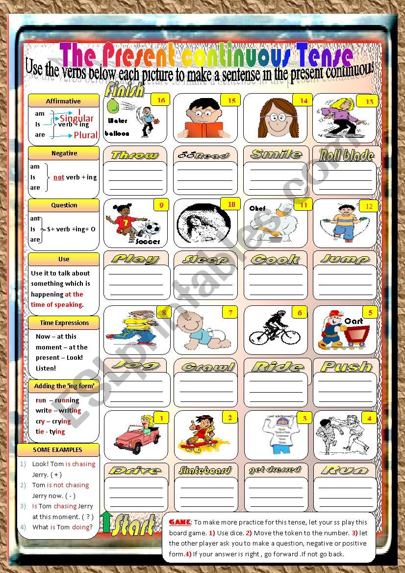 The Present Continuous Tense ESL Worksheet By Hussamk2000