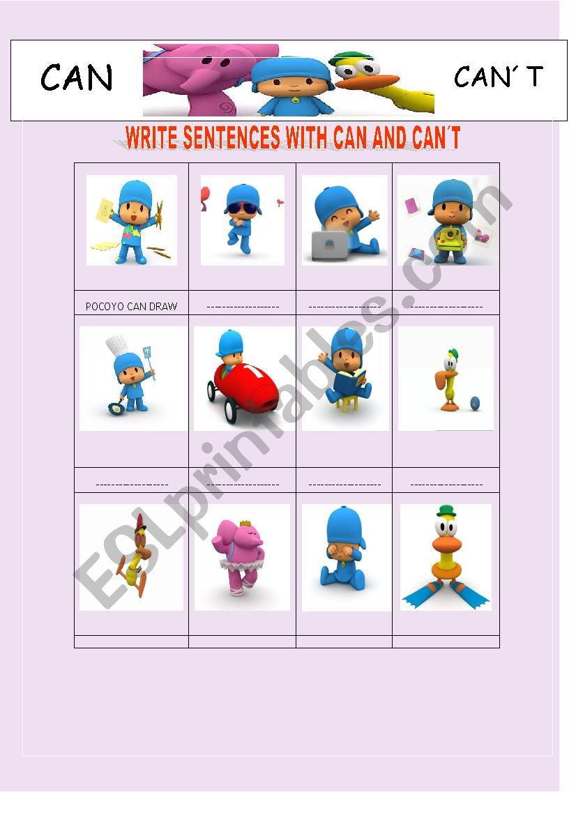 CAN vs CANT  worksheet