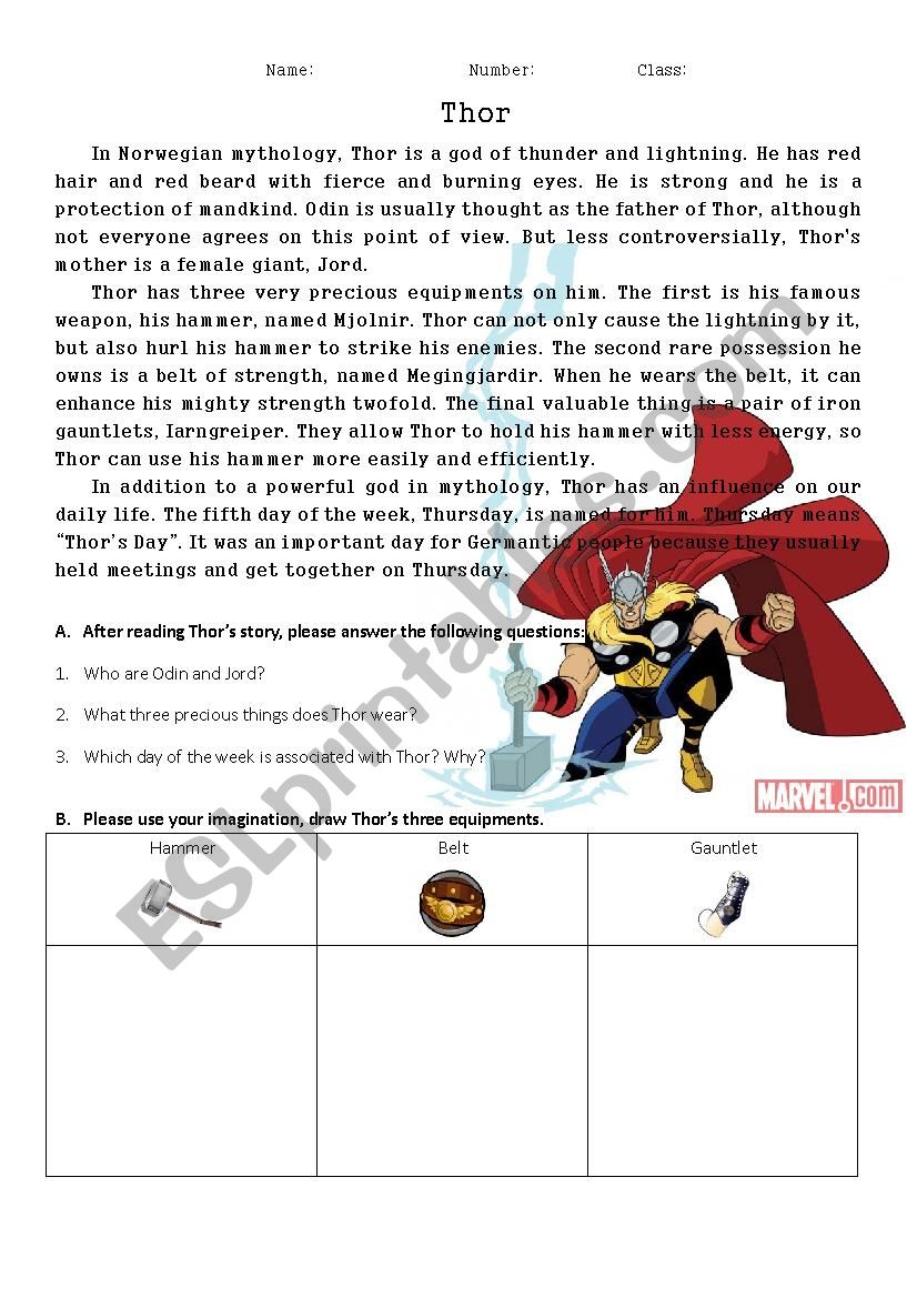 Thor worksheet