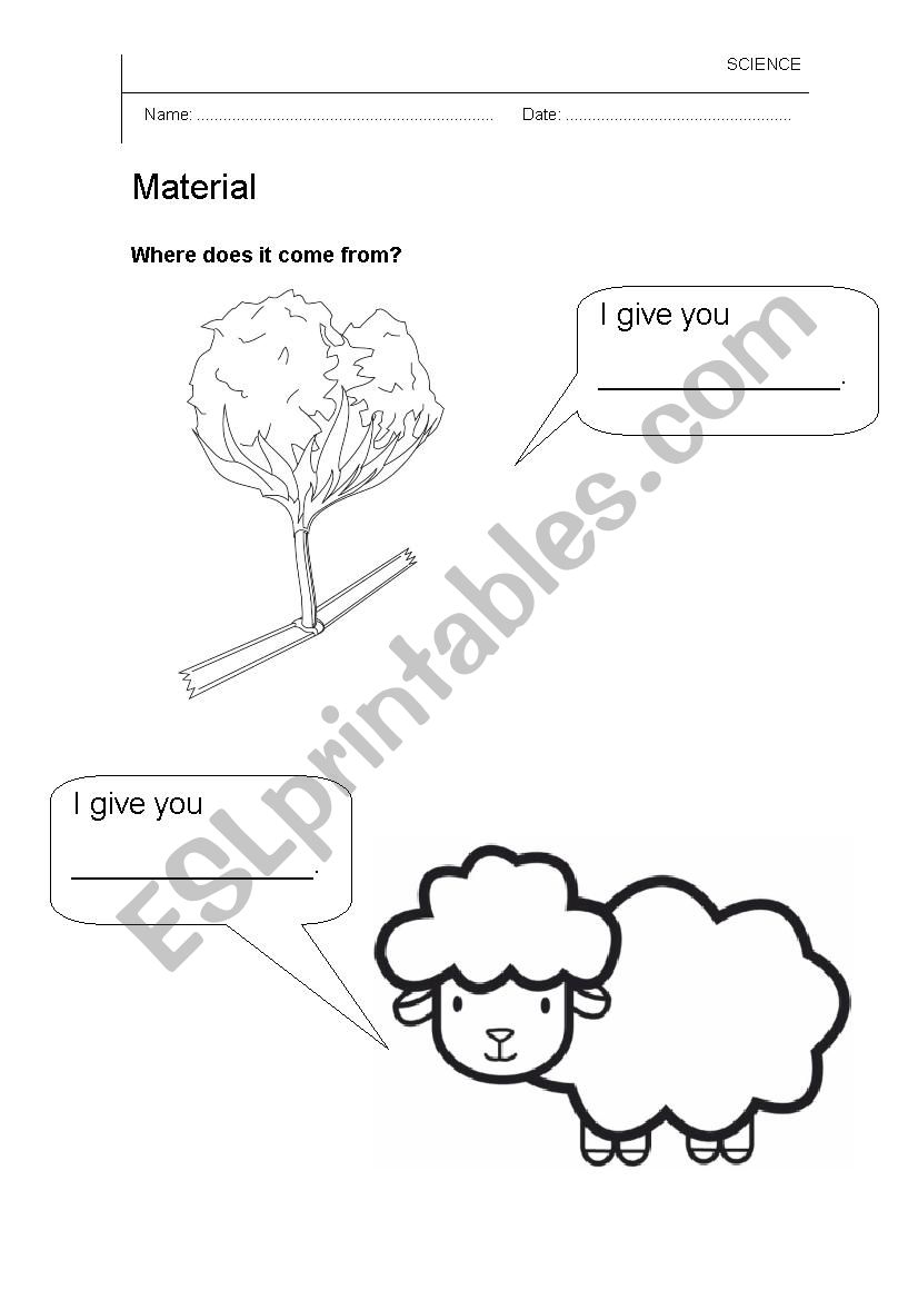Where does it come from? worksheet
