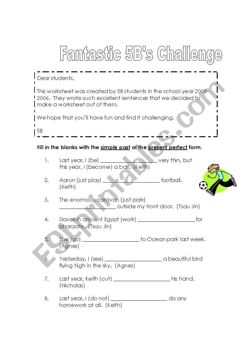 Fantastic Challenge worksheet