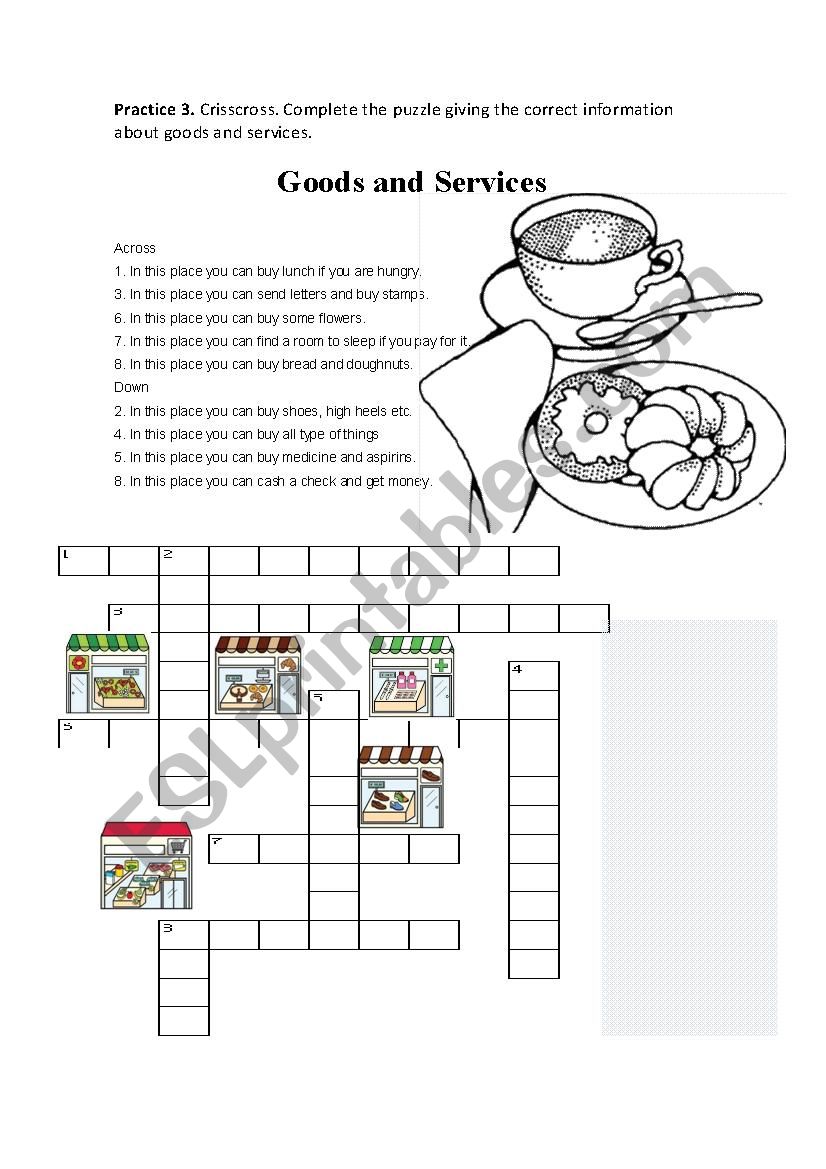 Goods And Services Crisscross Puzzle