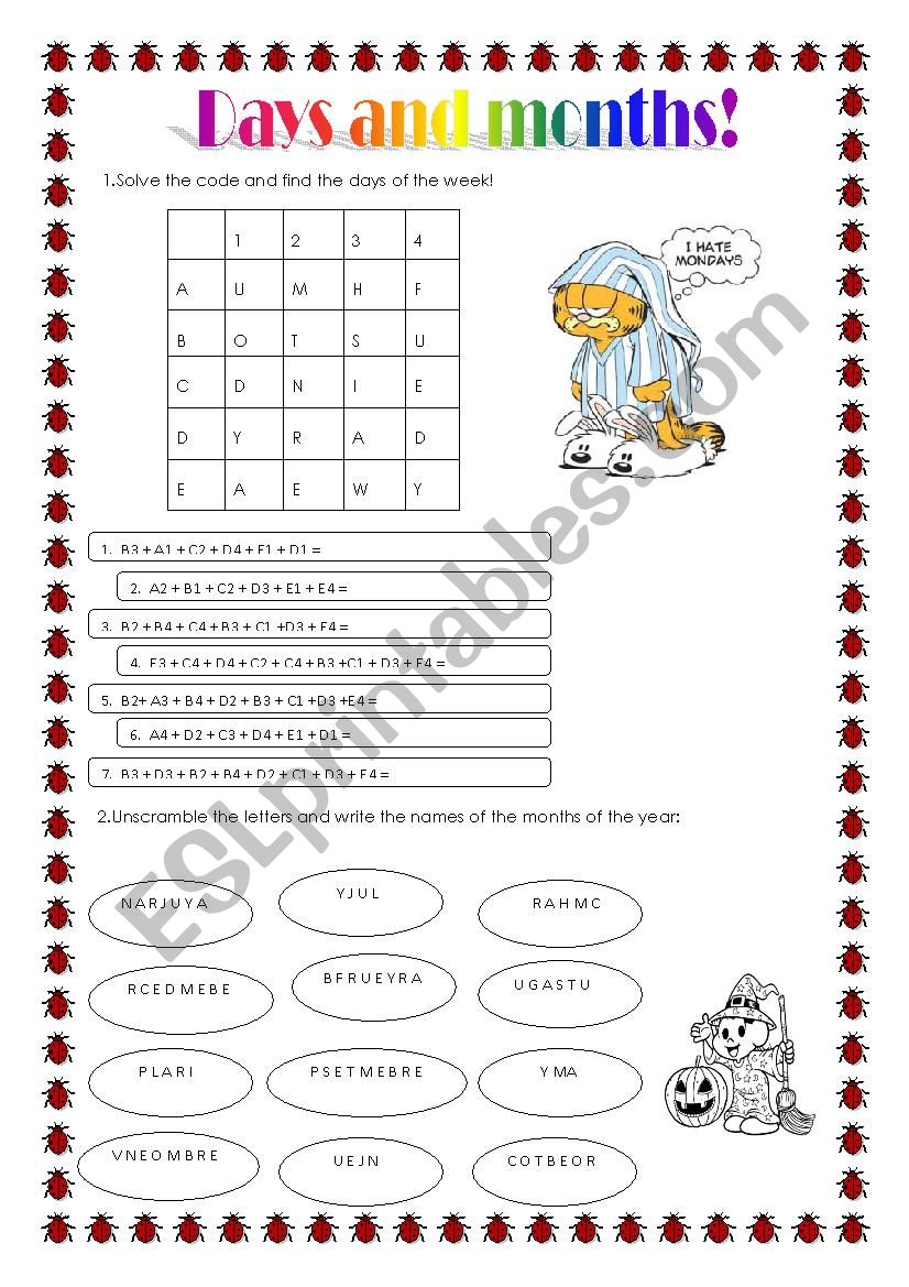 Days and months! worksheet