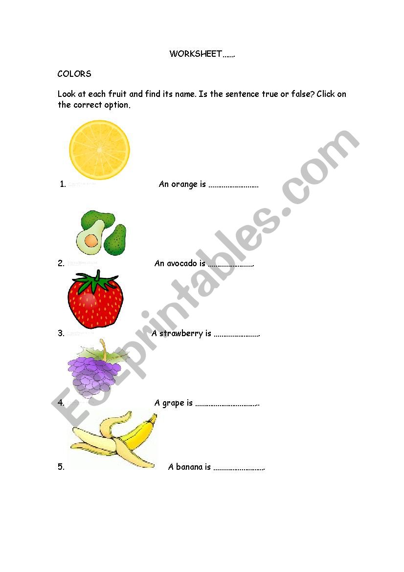 Colors worksheet