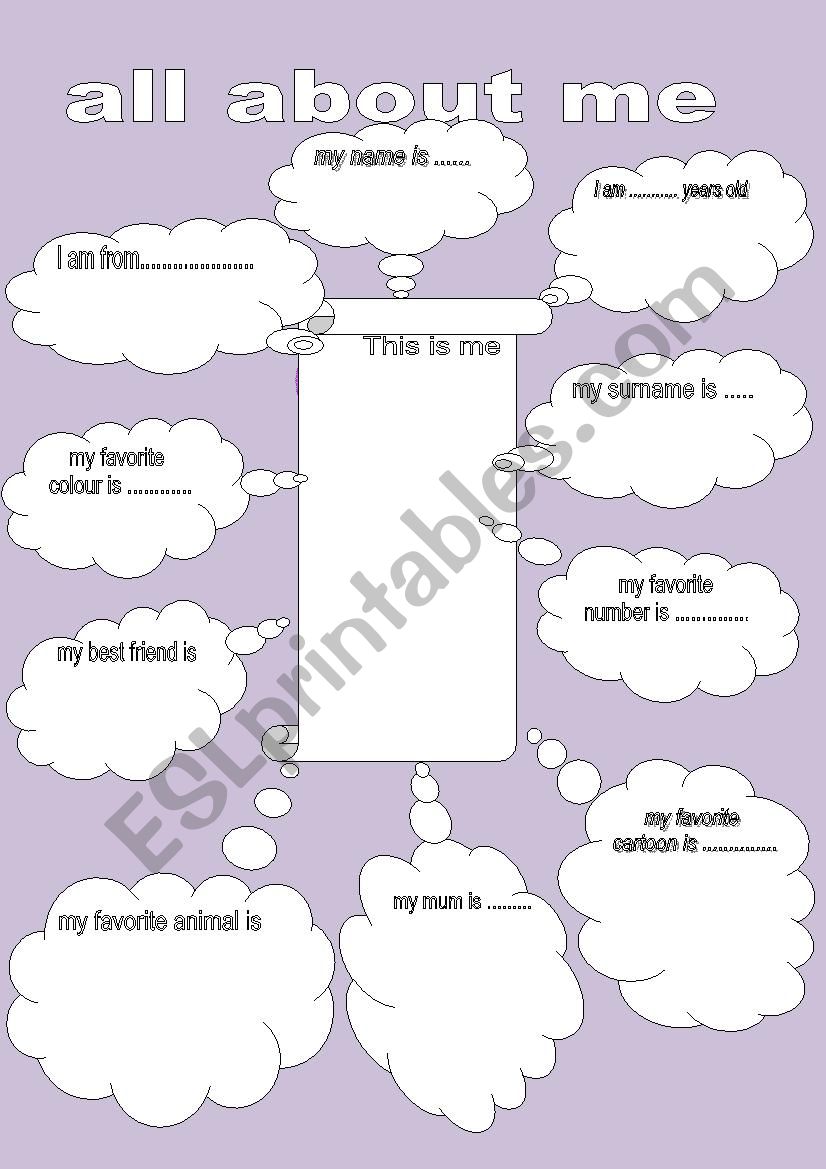 all about me  worksheet
