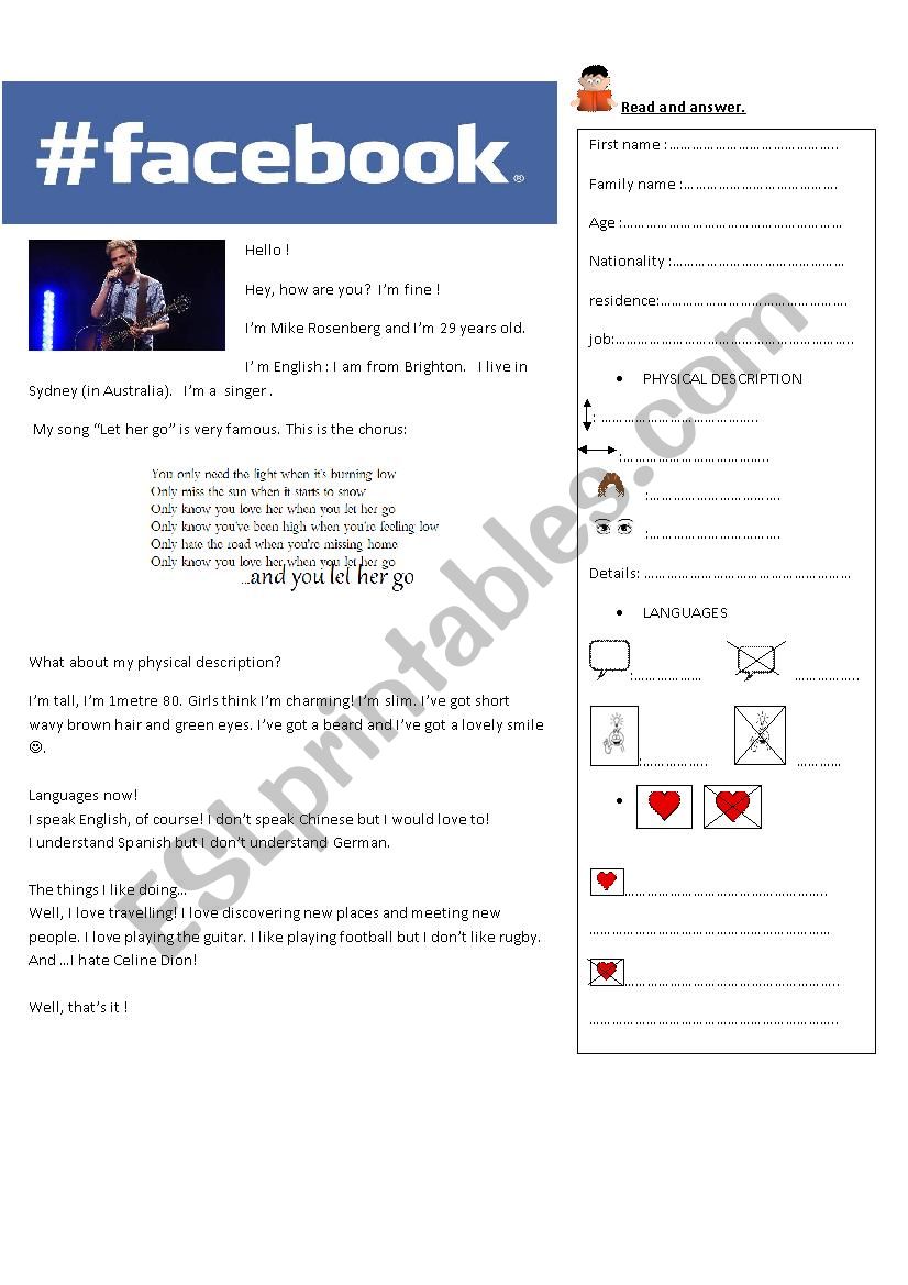 FB PROFILE Mike Rosenberg worksheet